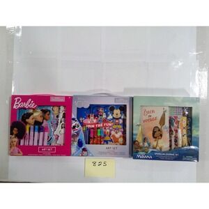 Disney Barbie Moana Art Set Sparkling Journal Bundle Kids New Multicolor 3pk